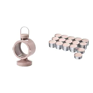 FLODSVALA/LOTSFÅGEL set: lantern for tealight, in/outdoor + scented tealight
