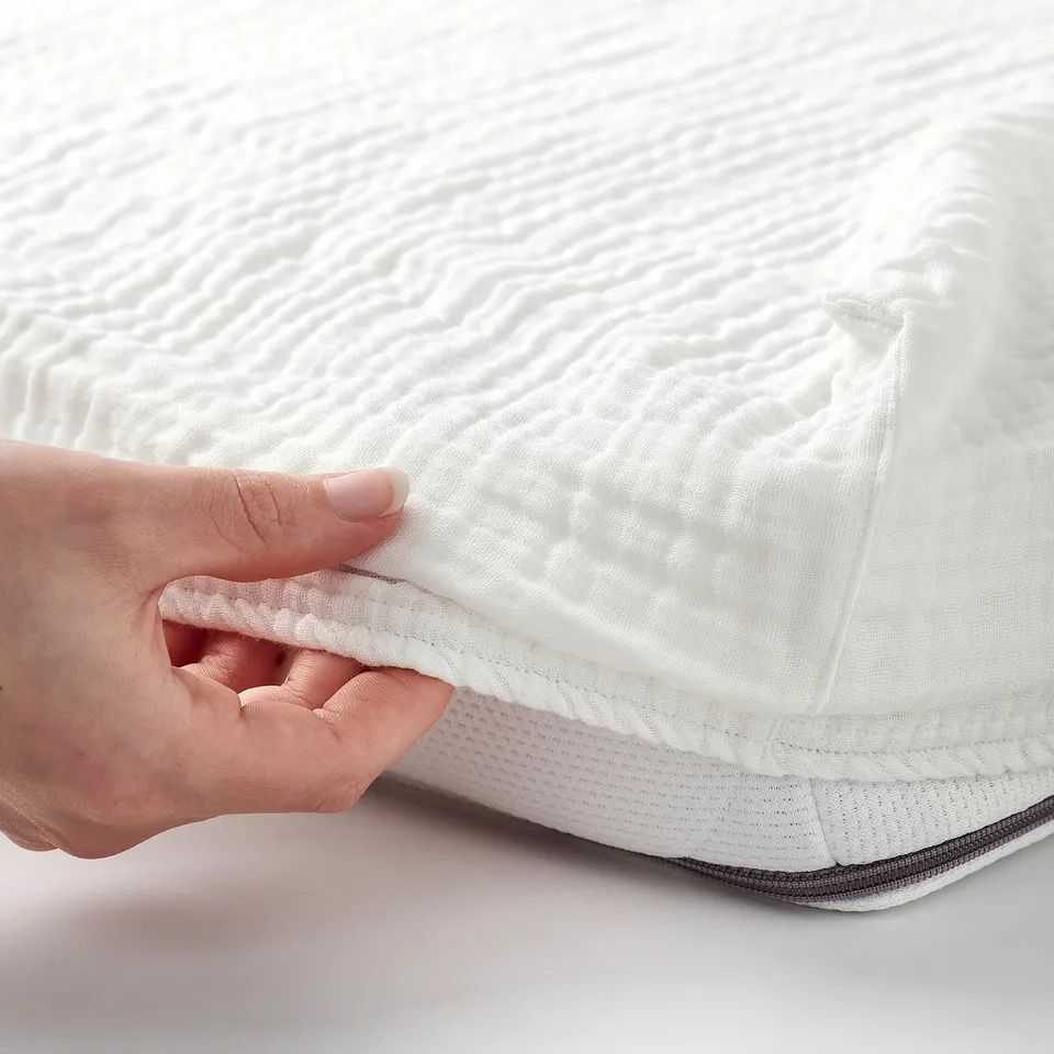 LEN Fitted sheet for cot, white beige/muslin, 60x120 cm
