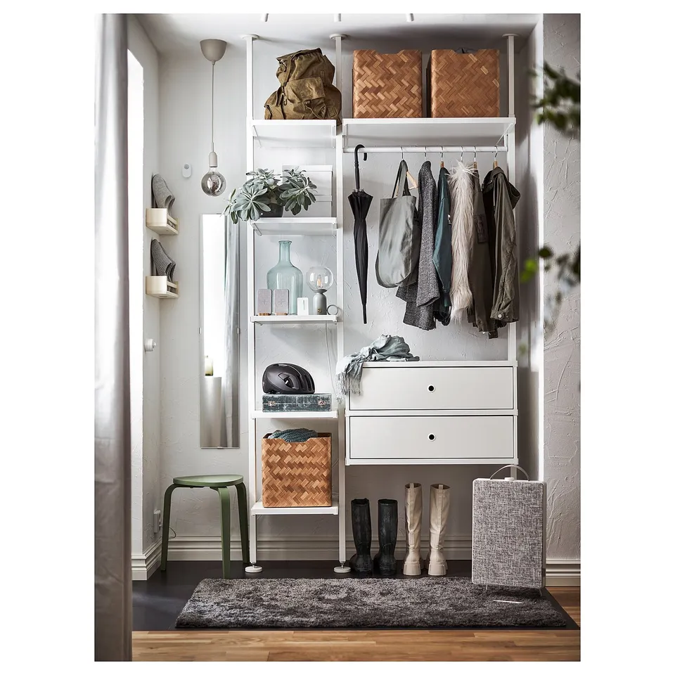 ELVARLI Wardrobe combination, white, 135x51x222-350 cm