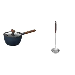 KLIPPFISK/SLITSTARK set: saucepan with lid + ladle with separator