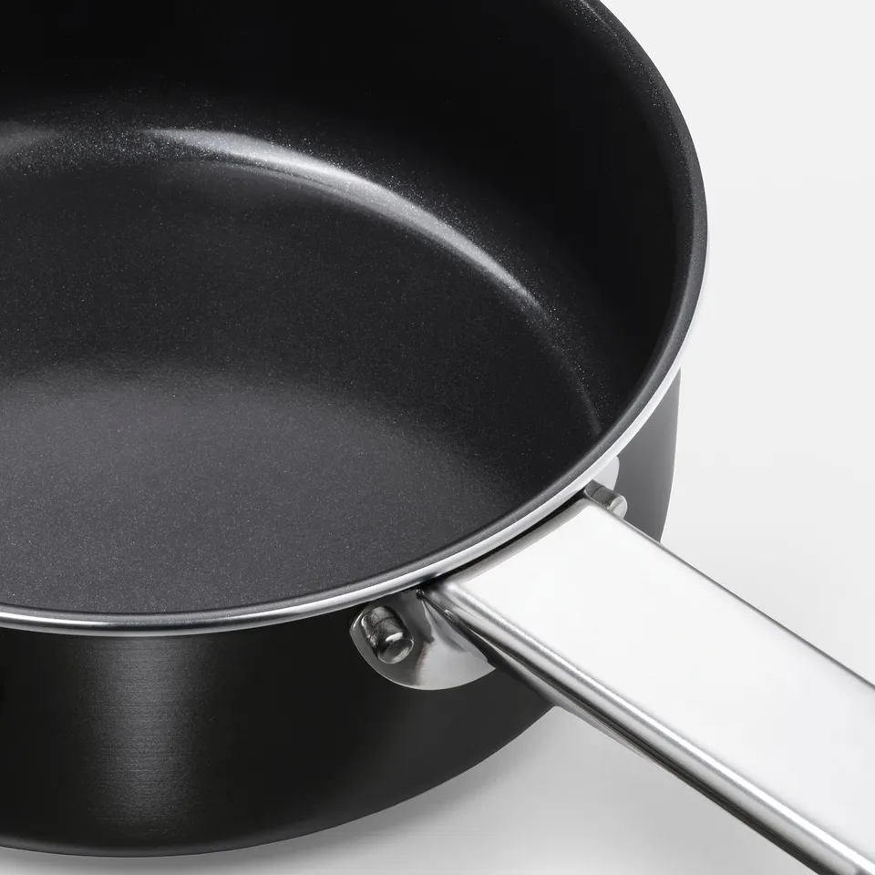 GULDÖRING Saucepan with lid, non-stick coating stainless steel/black-grey, 1 l