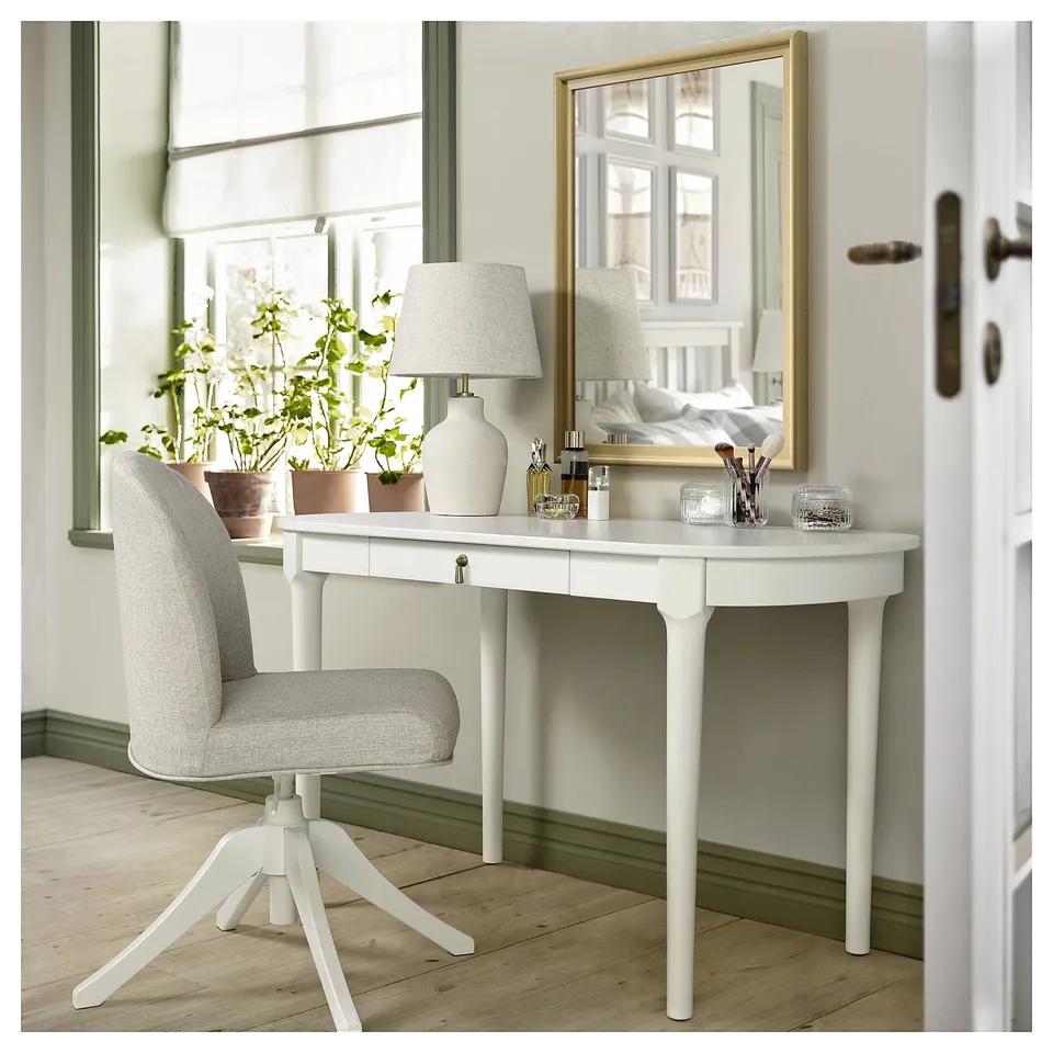 ROSENTORP Desk and chair, white/beige