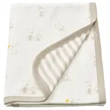 LEN blanket, white beige/bunny pattern stripe pattern, 80x100 cm
