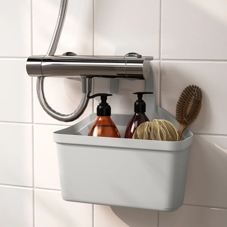 TÅNGHÄLLAN Shower basket, light grey, 29x31 cm