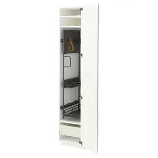 METOD / MAXIMERA high cabinet with cleaning interior, white/Vallstena white, 40x60x200 cm