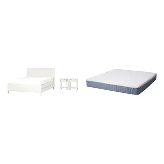 TONSTAD/VITMÅSEN Bed with 25cm thick mattress, pocket sprung, latex,5 comfort zones, extra firm