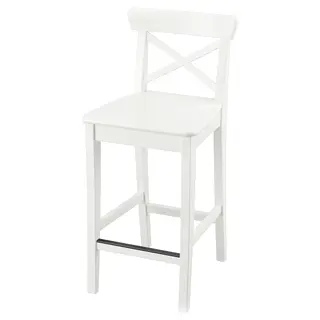 ROSENTORP bar stool with backrest, counter height/white, 63 cm