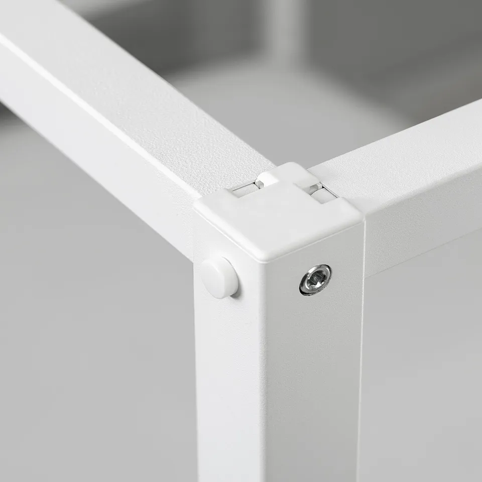 VITARNA bed frame sturdy corner joint, clean design, secure screws.