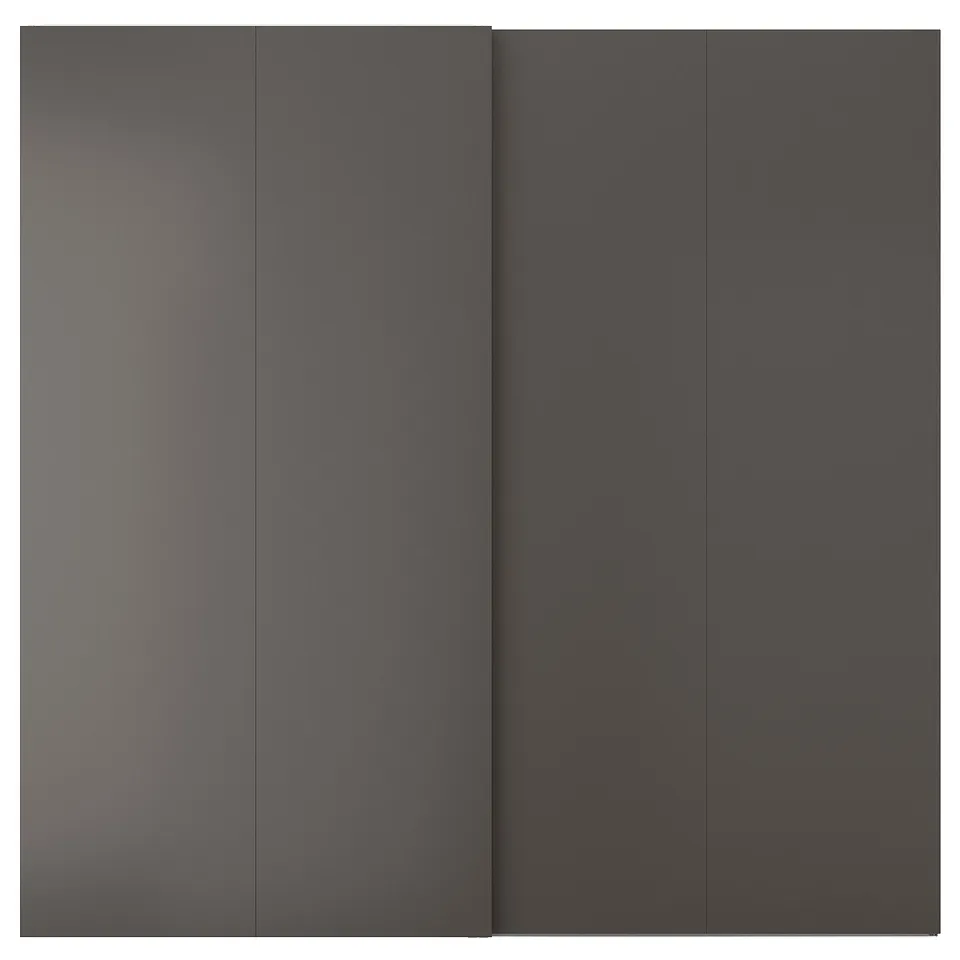 Three HASVIK sliding doors in black, arranged vertically, showcasing sleek, modern design with a smooth, semi-matte finish.