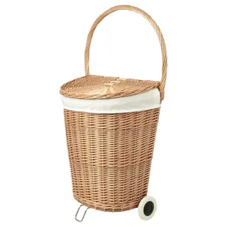 TOLKNING laundry basket with wheels, handmade Willow, Height 87 x Width 46 x Depth 30 cm