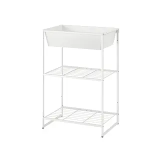 JOSTEIN shelving unit with container, in/outdoor/wire white, 61x40x90 cm