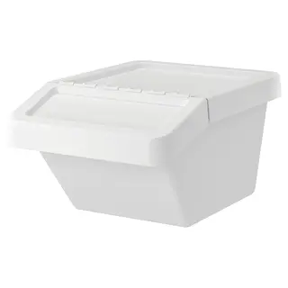 SORTERA waste sorting bin with lid, white, Width 41 x Depth 55 x Height 28 cm