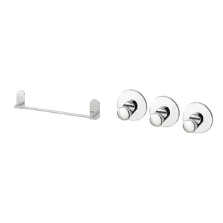 SKOGHALL set: towel rail, self-adhesive + hook, self-adhesive