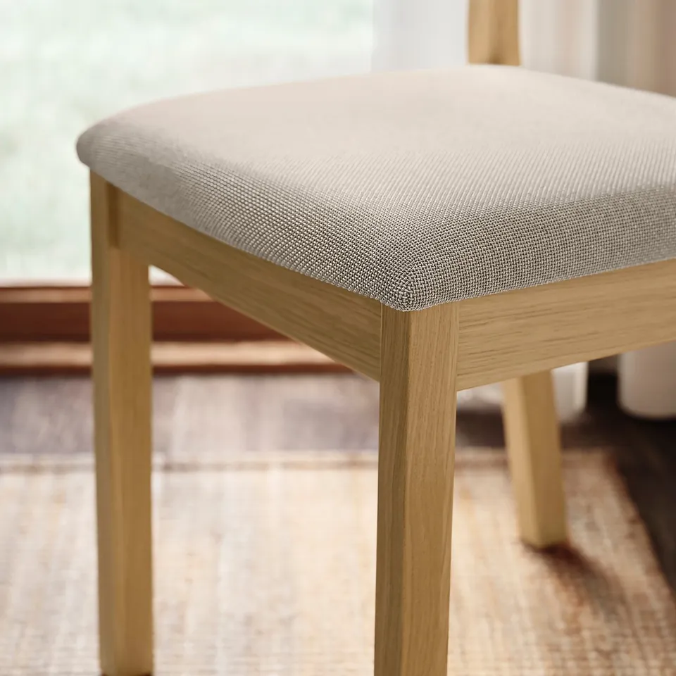 TONSTAD / TONSTAD Table and 6 chairs, oak veneer/oak effect Fridtuna light beige, 200x85 cm