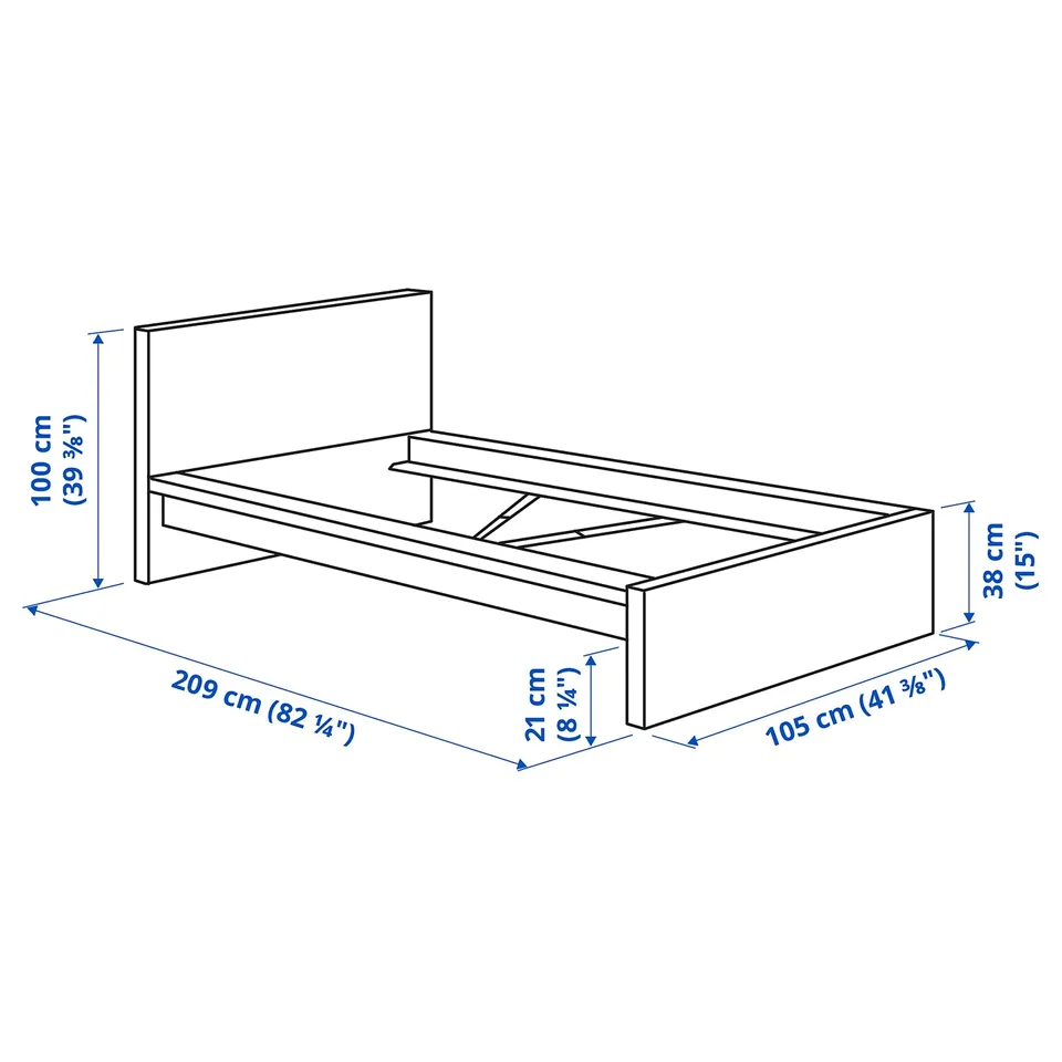 MALM Bed frame with mattress, white/Valevåg extra firm, 90x200 cm