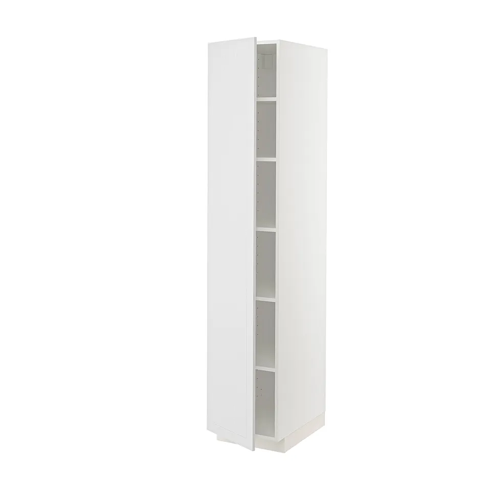 White METOD kitchen cabinet with adjustable shelves.