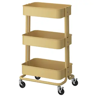 RÅSKOG trolley, beige-yellow, Height 77 x Length 35 x Width 45 cm