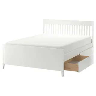 IDANÄS bed frame with storage, white/Lönset, 150x200 cm