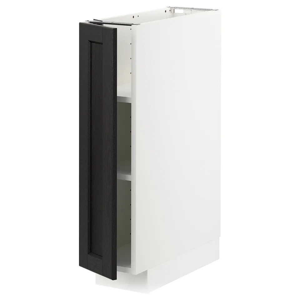 METOD kitchen cabinet, white with black stained door, adjustable shelves, classic design.