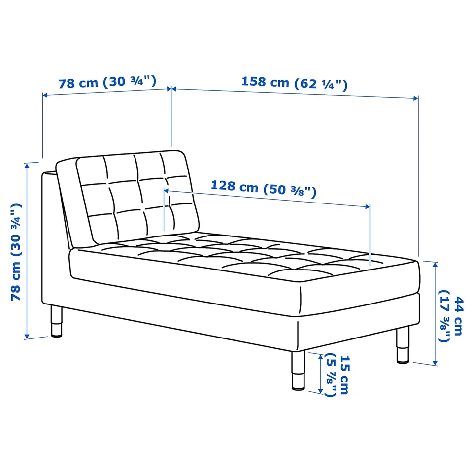Illustration with measurements for the product: LANDSKRONA.