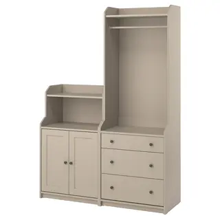 HAUGA storage combination, beige, Depth 46 x Height 199 x Width 139 cm