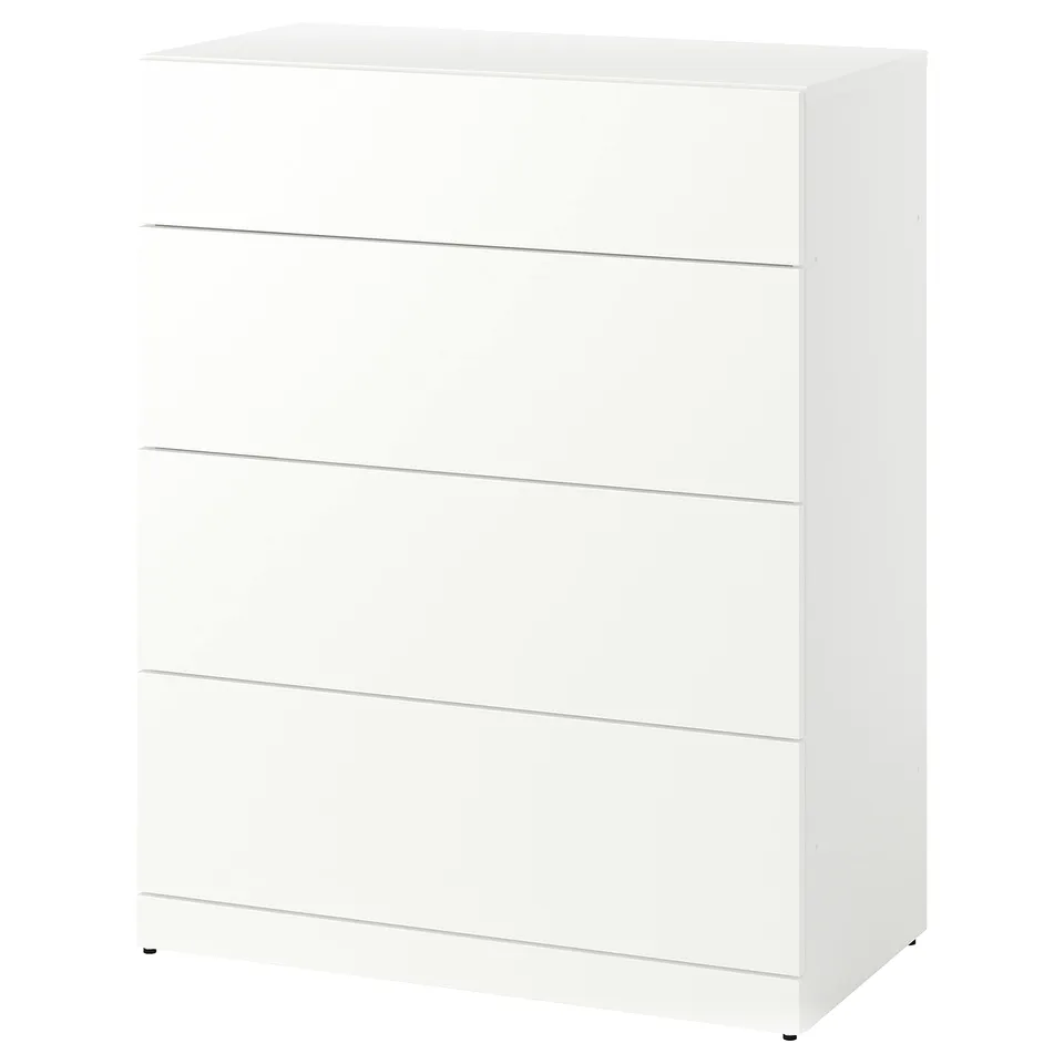 LASTARE Chest of 4 drawers, white, 80x42x100 cm