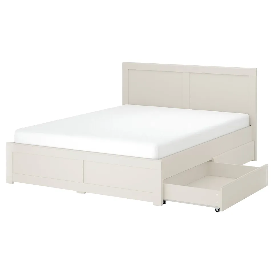 part: FÅGELFJÄLLET bed frame with 4 storage boxes