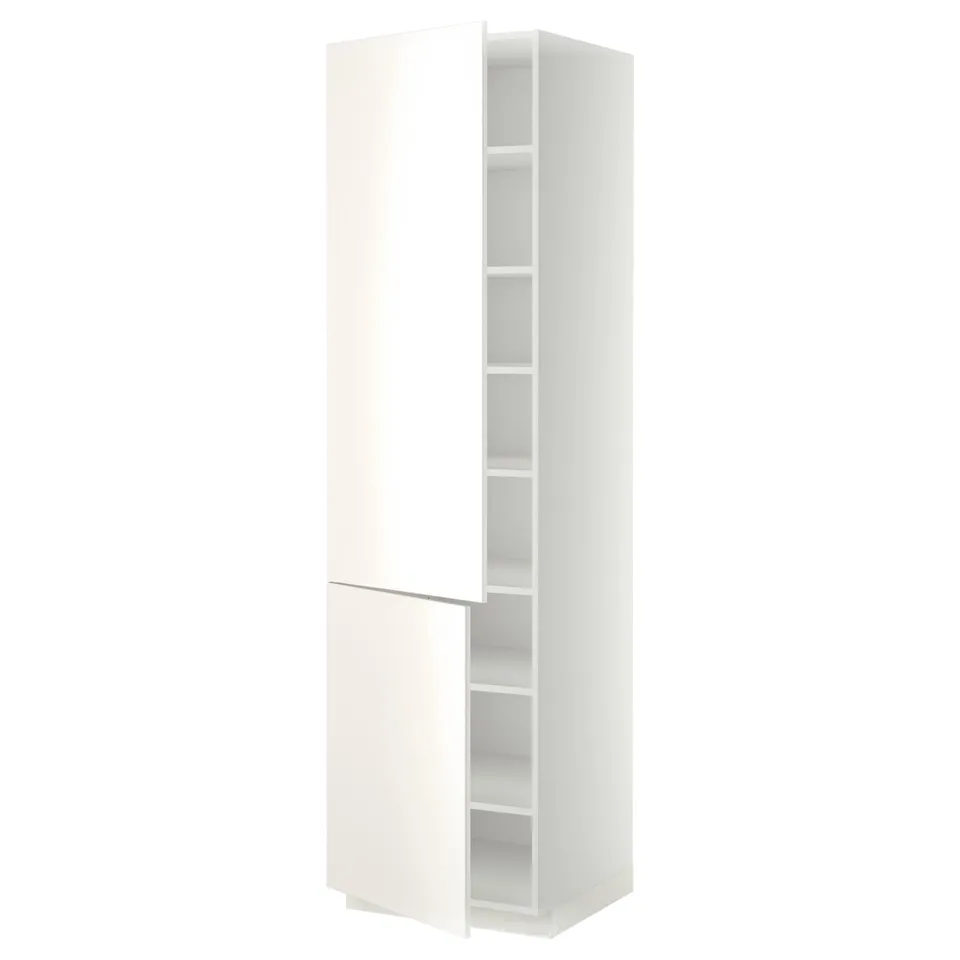 White METOD kitchen cabinet, modern design with adjustable shelves.
