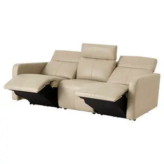 LJUNGBYHED 3-seat sofa w 2 electric recliners, Vråka/Vråkärr light beige, Width 224 x Depth 100 x Height 101 cm