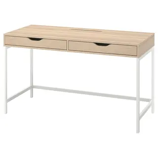 ALEX desk, white stained/oak effect, 132x58 cm