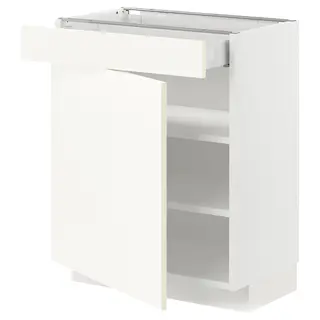 METOD / MAXIMERA base cabinet with drawer/door, white/Vallstena white, Width 60 x Depth 61.6 cm