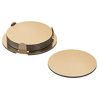 GLATTIS coasters with holder, brass-colour, 8.5 cm