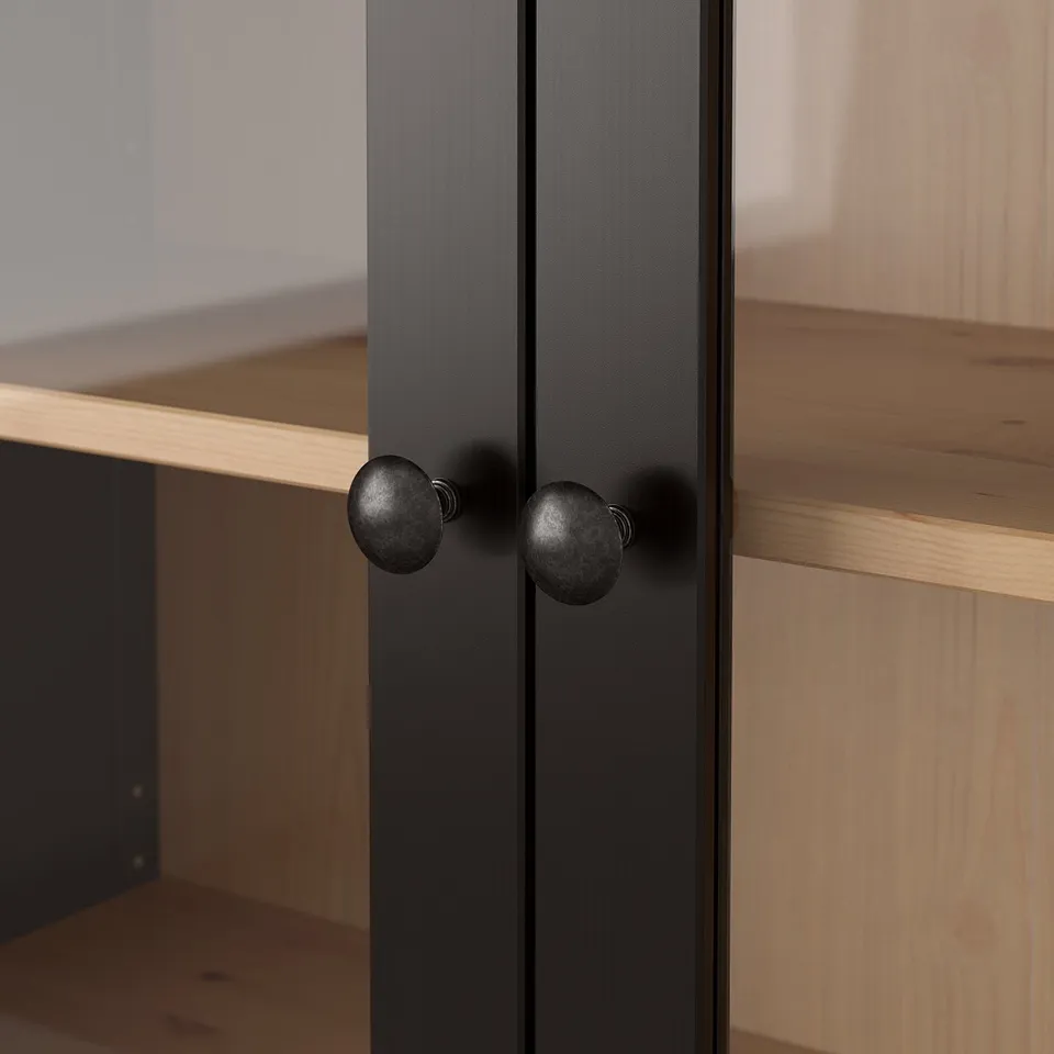 part: HEMNES glass-door cabinet with 3 drawers