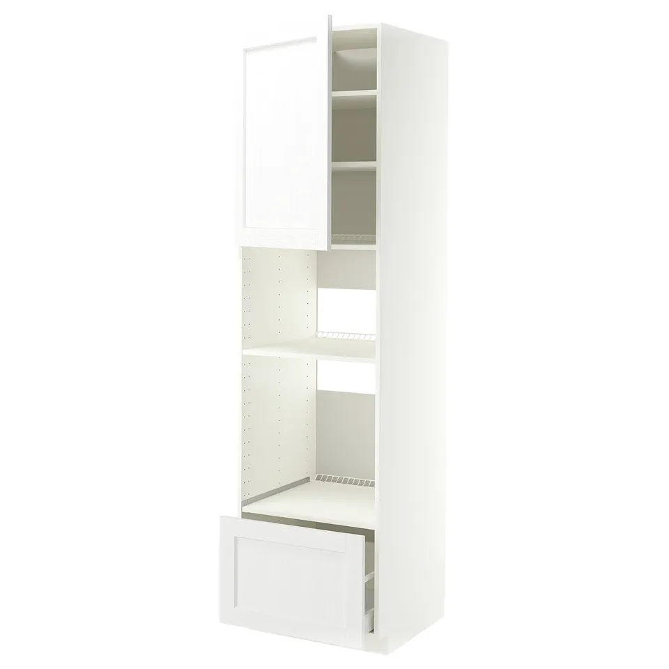 METOD / MAXIMERA High cabinet f built-in appliances, white Enköping/white wood effect, 60x60x220 cm