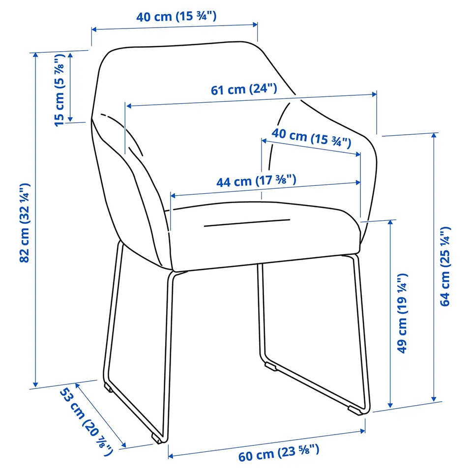 Illustration with measurements for the product: BERGSHYTTAN.