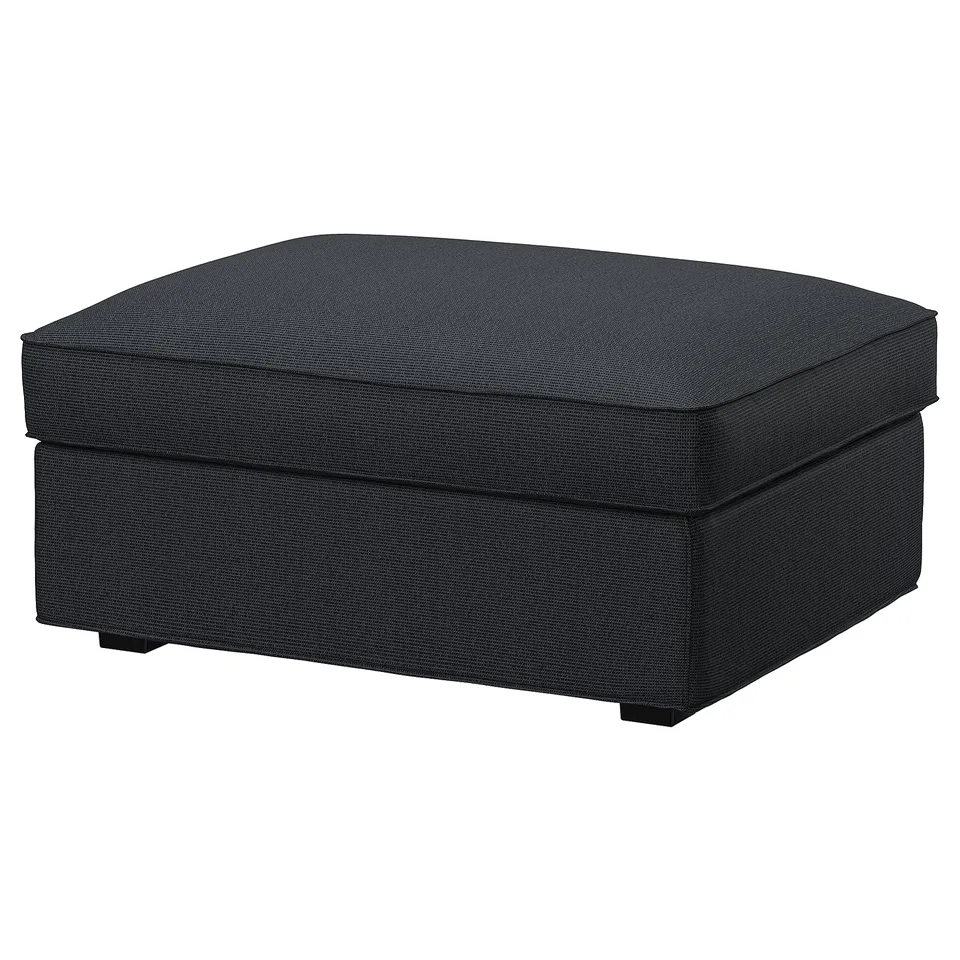 KIVIK: black fabric footrest, square shape, soft & durable, removable cover.