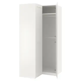 PAX / GRIMO corner wardrobe, white/white, 110/110x236 cm