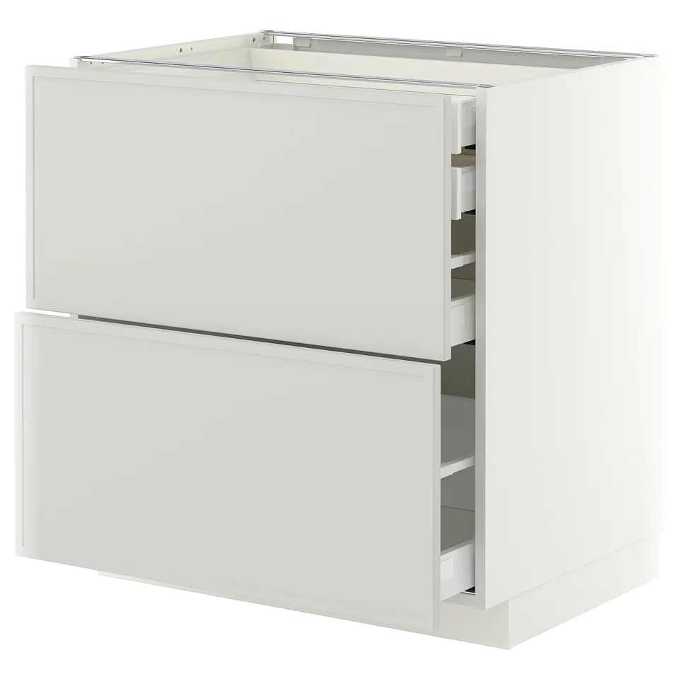 METOD / MAXIMERA Base cb 2 frnts/2 low/1 md/1 hi drw, white/Aspudden light grey, 80x60x80 cm