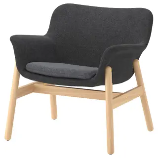 VEDBO armchair, Gunnared dark grey, Width 73 x Depth 65 cm