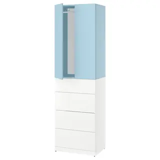 LASTARE wardrobe combination, white/blue, 60x42x201 cm