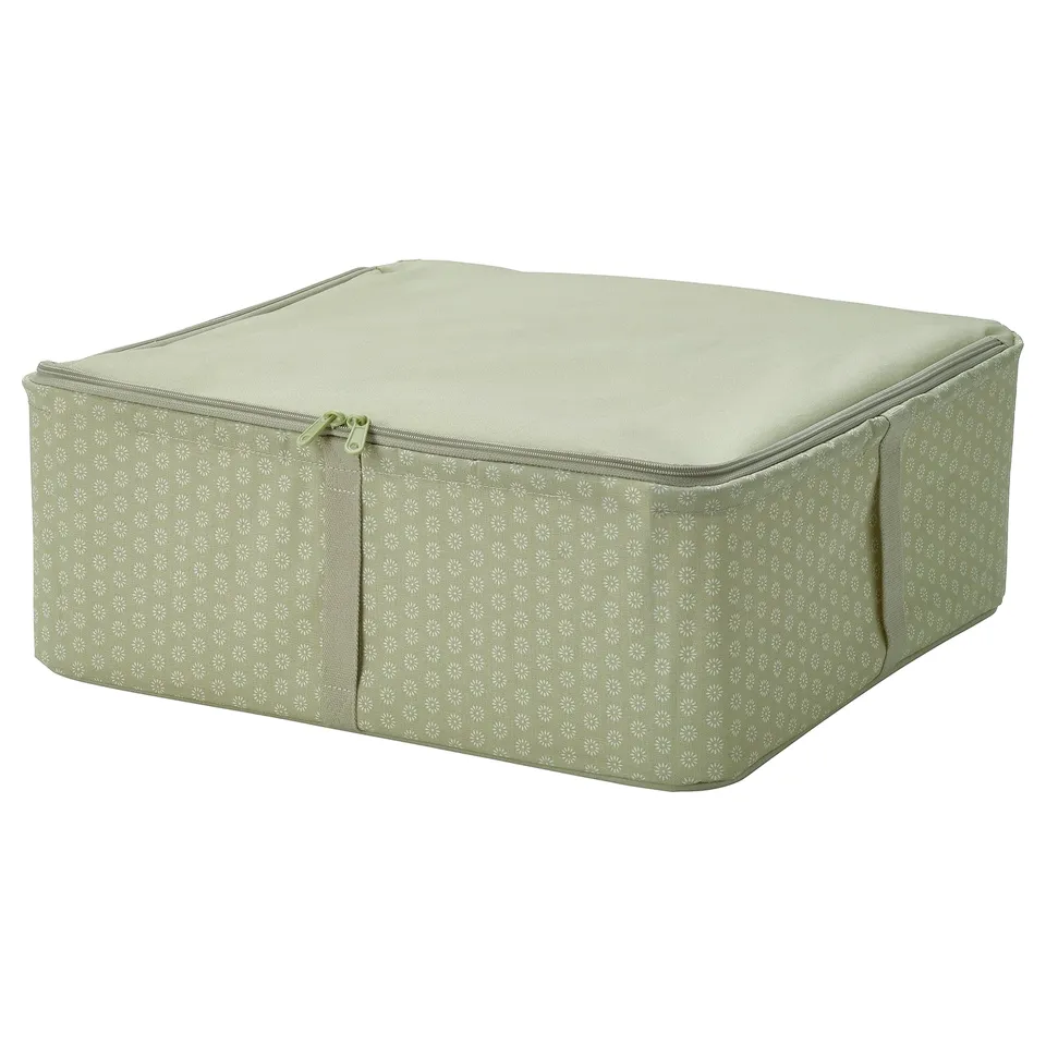 HEMMAFIXARE Storage case, flower/pale grey-green, 44x51x19 cm