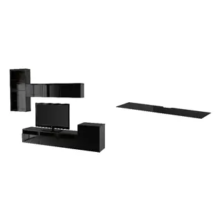 BESTÅ set: TV storage combination/glass doors + top panel for TV