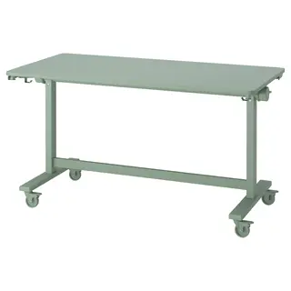MITTZON foldable table with castors, green, 140x70 cm
