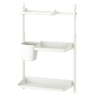 SUNNERSTA kitchen organiser set, no drill/shlf/dsh drnr/kit roll hldr/cont