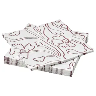 HÖSTAGILLE paper napkin, patterned/Flowers, 33x33 cm
