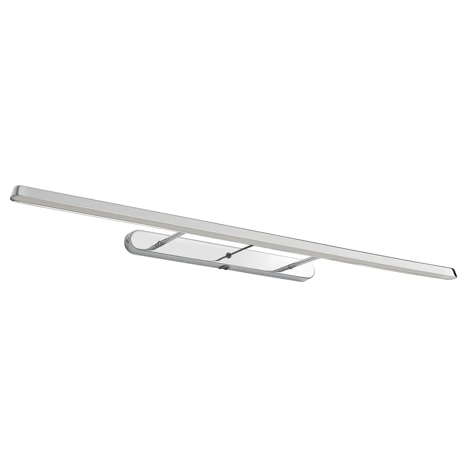 A FLASKPOST led light fixture, featuring a minimalist chrome finish with an adjustable arm for direction.