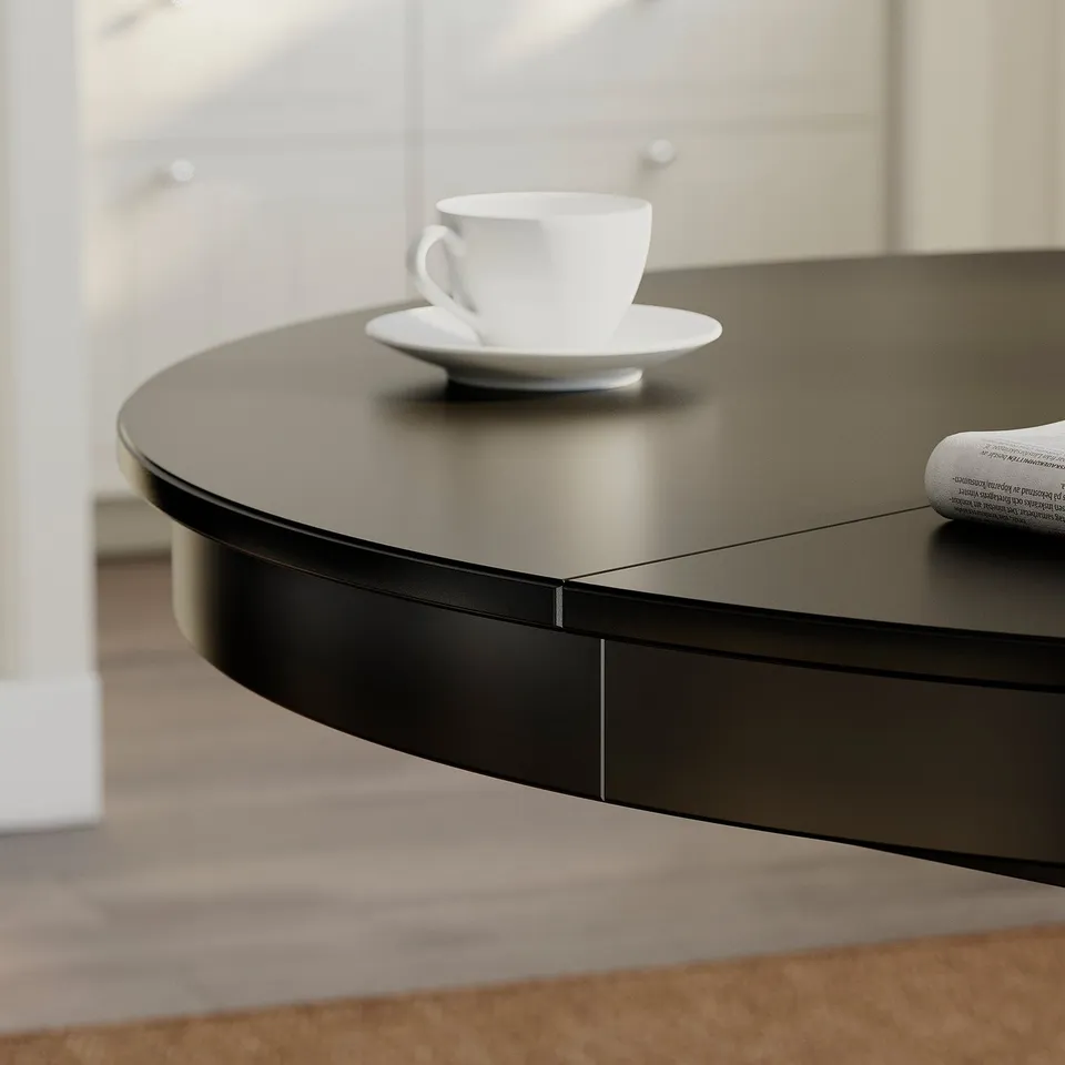 ROSENTORP / NÄSINGE Table and 4 chairs, black/Kilanda light beige dark brown stained, 110/155 cm