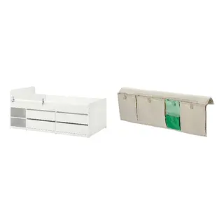 MÖJLIGHET/SLÄKT set: bed frm w strg+guard rl+slat bd bse + bed pocket