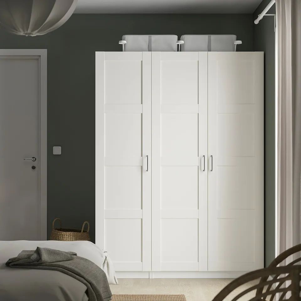 BERGSBO white wardrobe - soft close, wall-fitting
