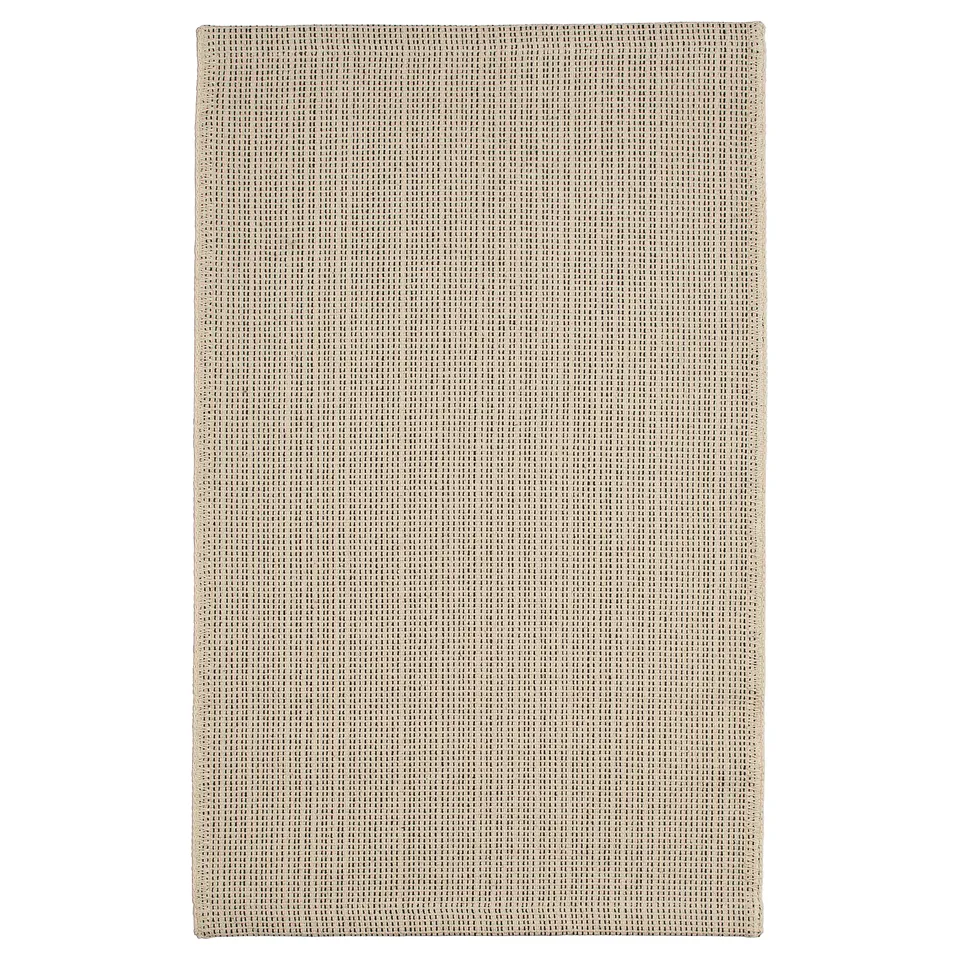 TIPHEDE rug: beige, cotton, rectangular, flatwoven grid pattern.